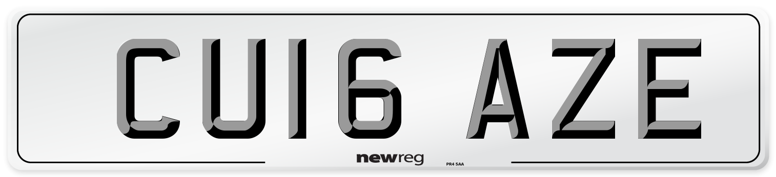 CU16 AZE Number Plate from New Reg